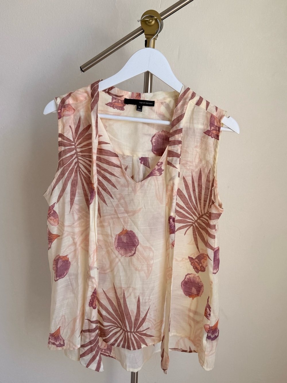 Harve Bernard Tropical Print Blouse with Necktie